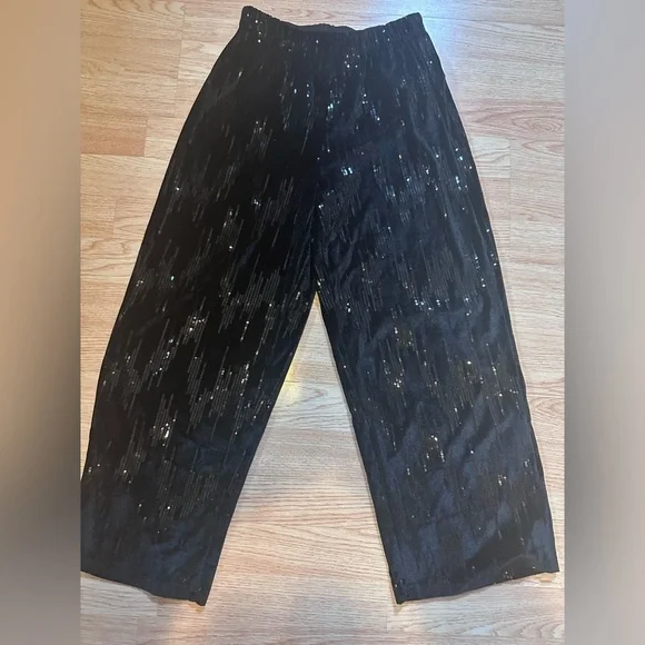 Zara Black Sequin Pants - Picture 1 of 5